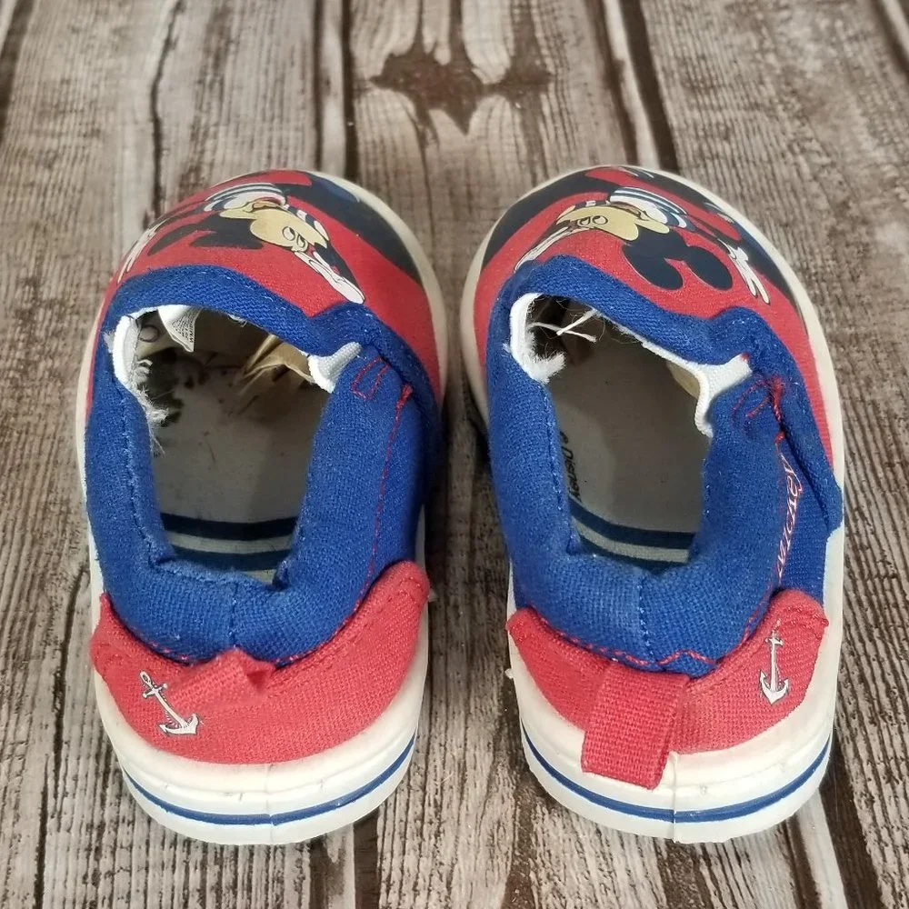 DISNEY BABY Infant Size 3 Baby Child Mickey Mouse Canvas Slip-On Shoes Sneakers